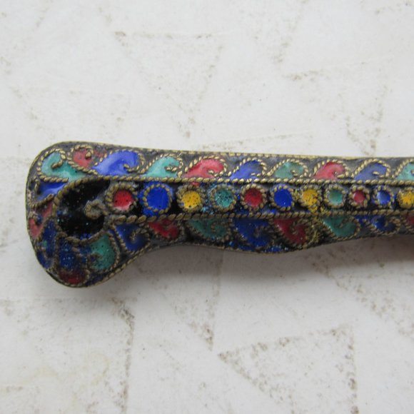 Antique French Cloisonné Knife and Sheath - Picture 4 of 6